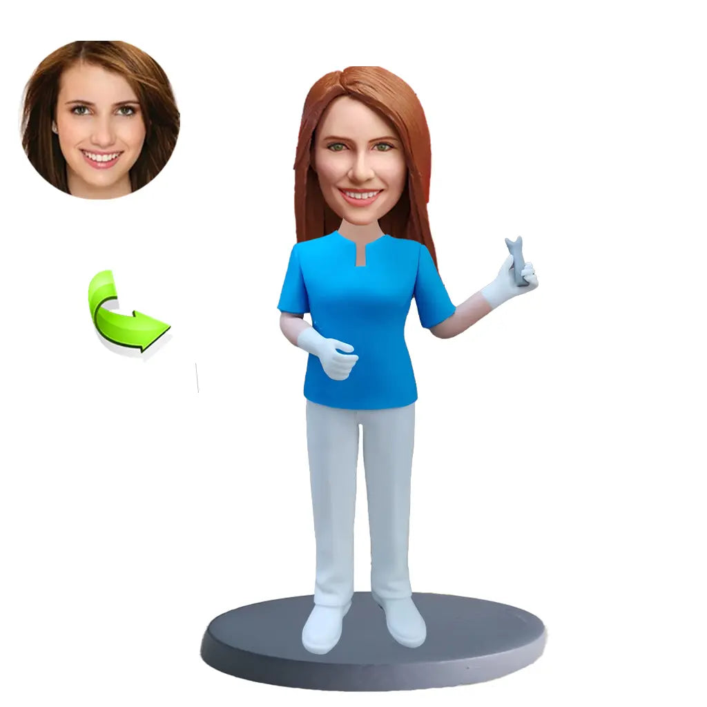 Personalized custom bobblehead of doctor 46 in doctor’s outfit, perfect for medical professionals and unique gifts