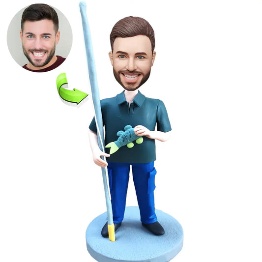 Bobble Head Fisherman Holding Rod And Big Catch Unique Gift