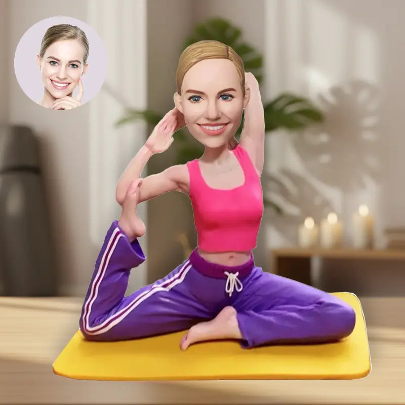 Yoga bobblehead gift woman personalized fitness custom instructor wellness figurine