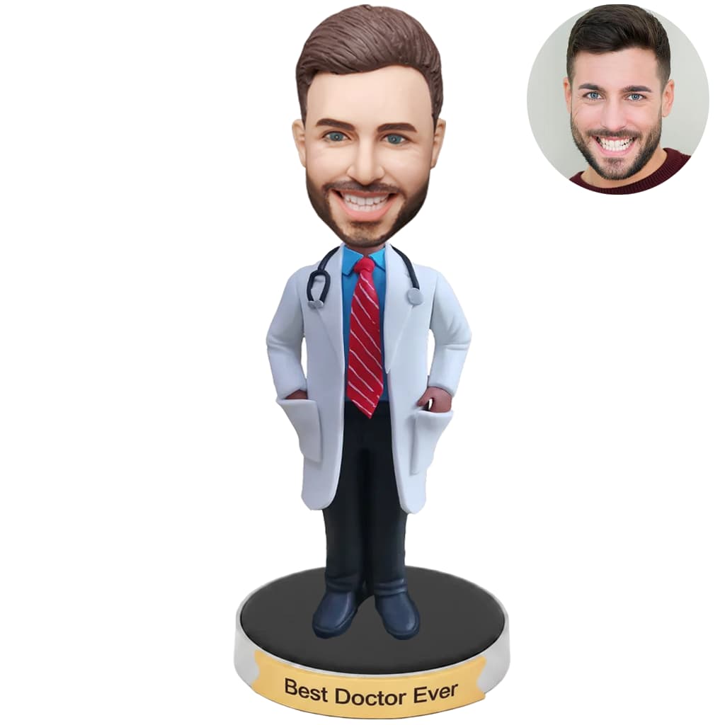 Custom Doctor Bobblehead from Photo | Thank You Doctor Appreciation or Retirement Gift | Personalized Physician Bobblehead | Engraved Base