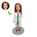 Personalized custom bobblehead of doctor 35 in doctor’s outfit, perfect for medical professionals and unique gifts