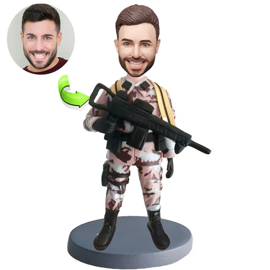 Bobble Head Customized Special Forces Soldier With Rifle