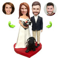 Custom wedding bobblehead with pets personalized gift bride groom dog cat figurine