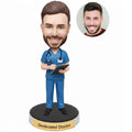 Custom Male Doctor Bobblehead in Blue Scrubs – Personalized Doctor Gift