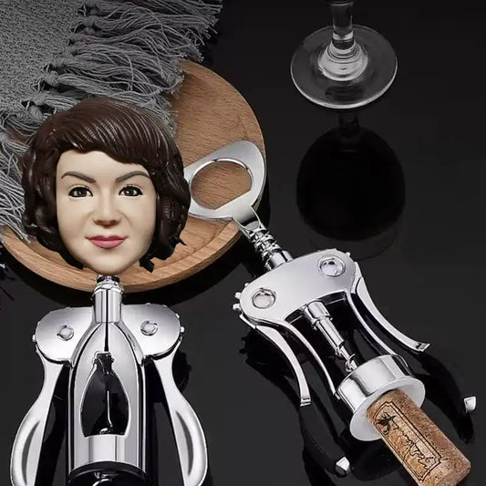 Bobblehead wine stopper and bottle opener — novelty gift accessory