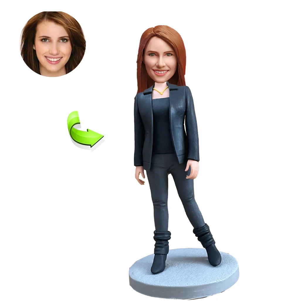 Custom female bobblehead gift — unique personalized figurine for women
