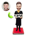 Graduation custom bobblehead of Graduation 4 in cap and gown, a memorable keepsake for graduation celebrations