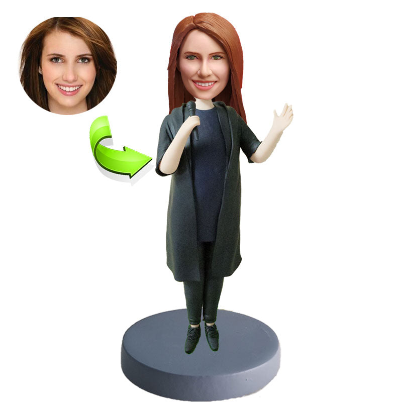 Custom musician bobblehead with microphone — personalized singer figurine