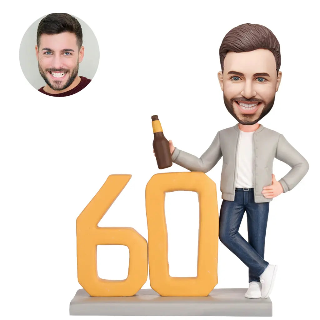 60th Birthday Man Custom Bobblehead - Personalized Gift