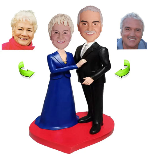 Happy anniversary custom bobbleheads for parents — unique celebration figurine