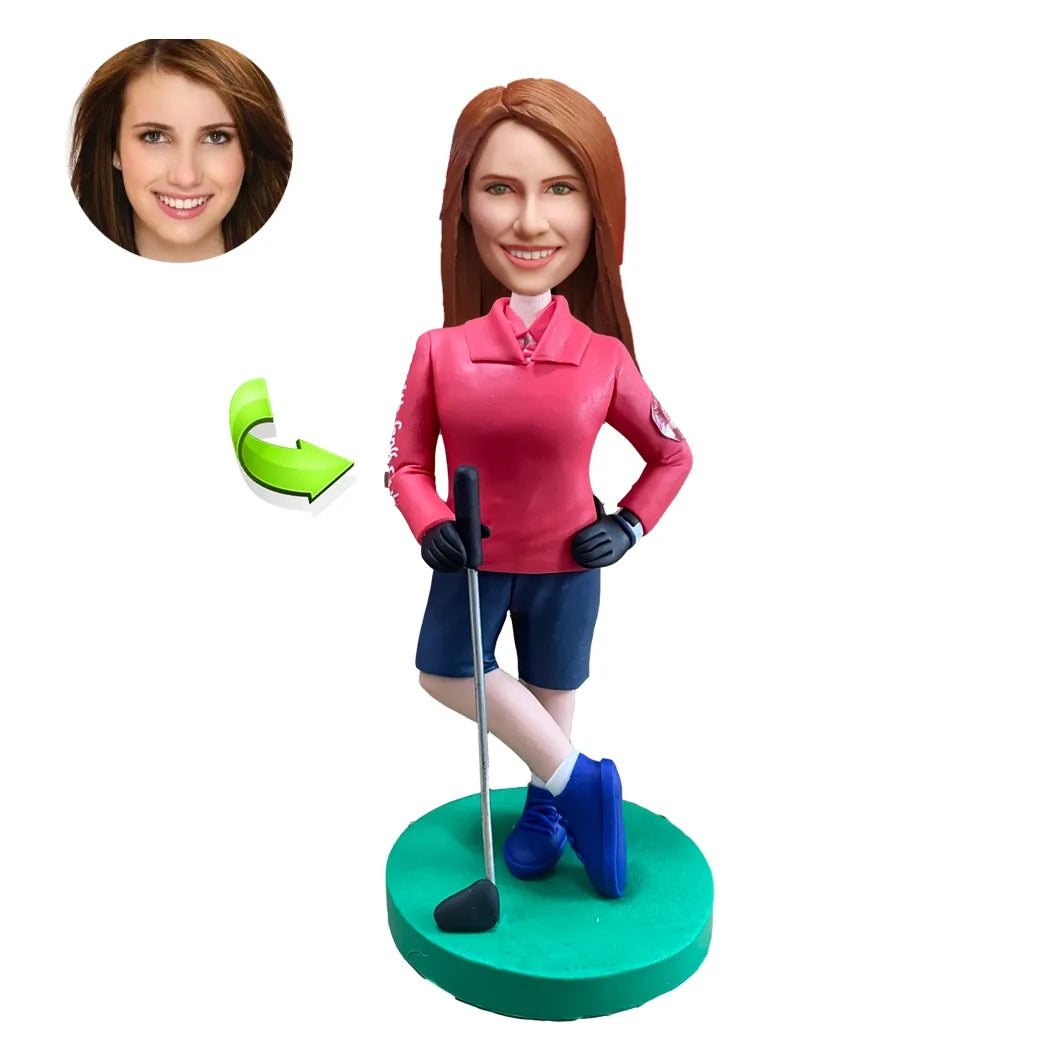 Female Bobblehead Playing Golf