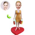 Personalized female bobblehead close-up — handcrafted custom figurine
