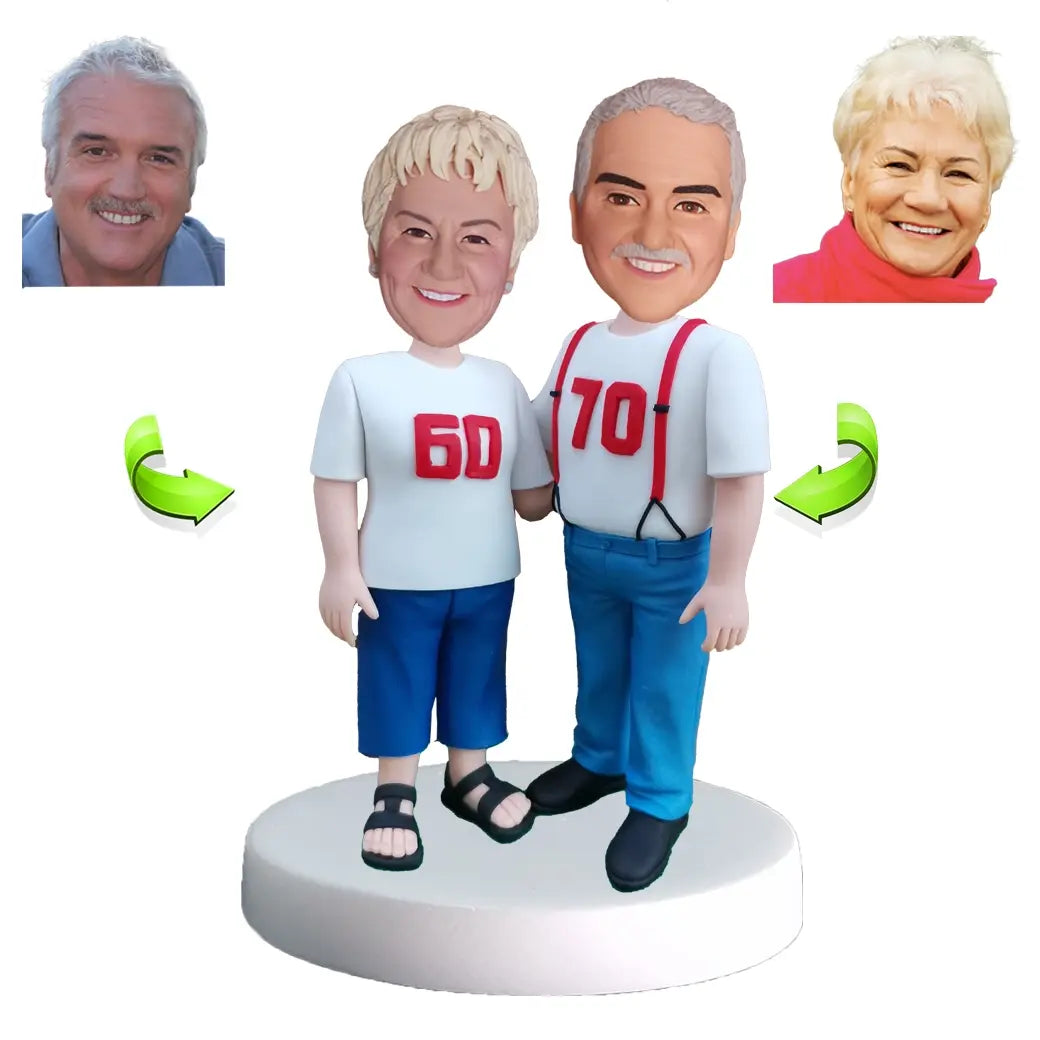 Happy anniversary custom bobbleheads for parents — unique celebration figurine