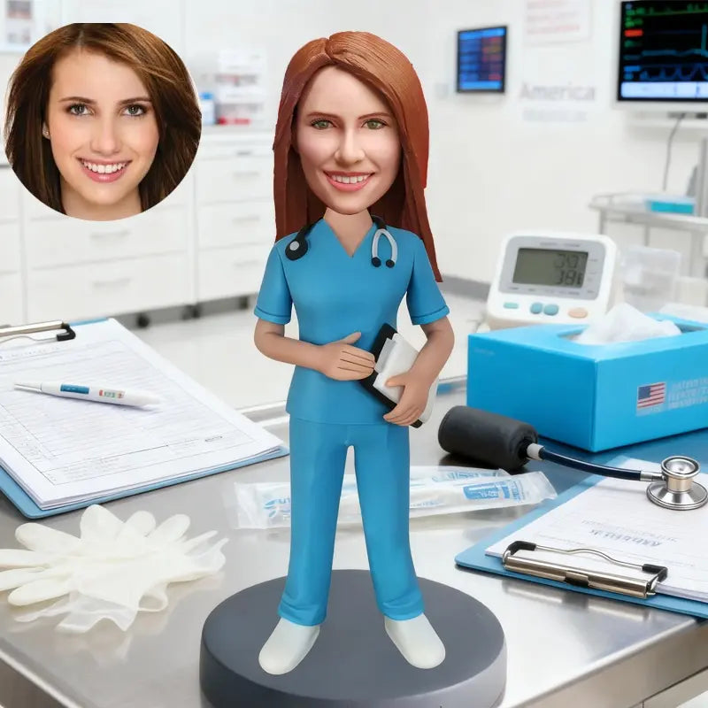 Custom nurse bobblehead personalized female nurse gift healthcare worker figurine