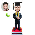 Graduation custom bobblehead of Graduation 15 in cap and gown, a memorable keepsake for graduation celebrations