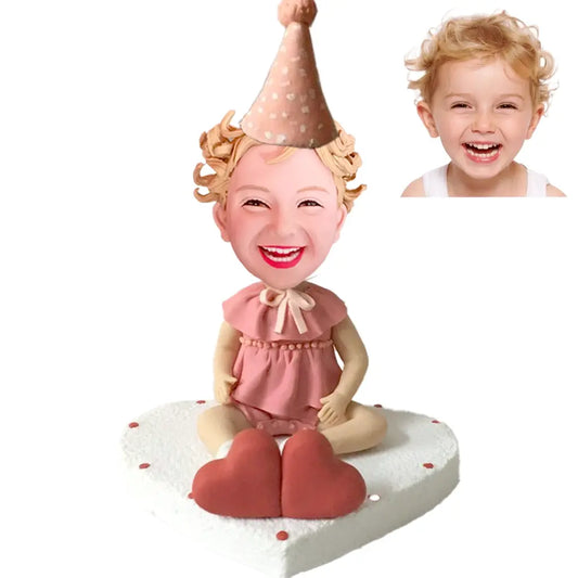 Girl Bobblehead In a Birthday Hat