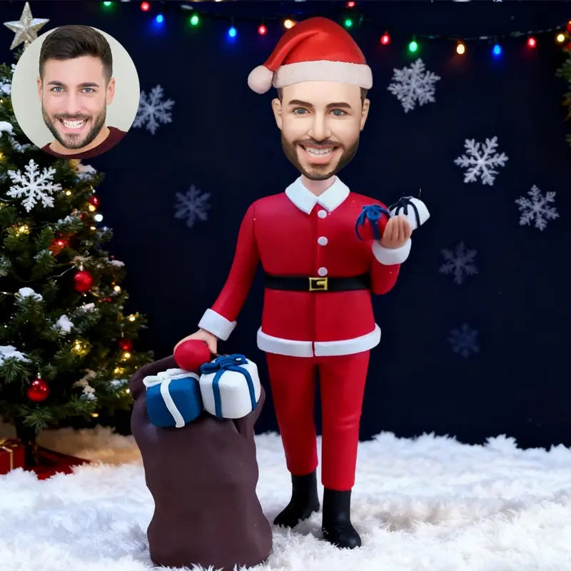Custom Christmas bobblehead for men personalized holiday gift festive figurine doll
