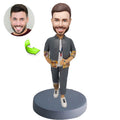 Man Gray Suit Bobblehead - Custom Business Gift Figurine