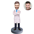 Personalized custom bobblehead of doctor 5in doctor’s outfit, perfect for medical professionals and unique gifts
