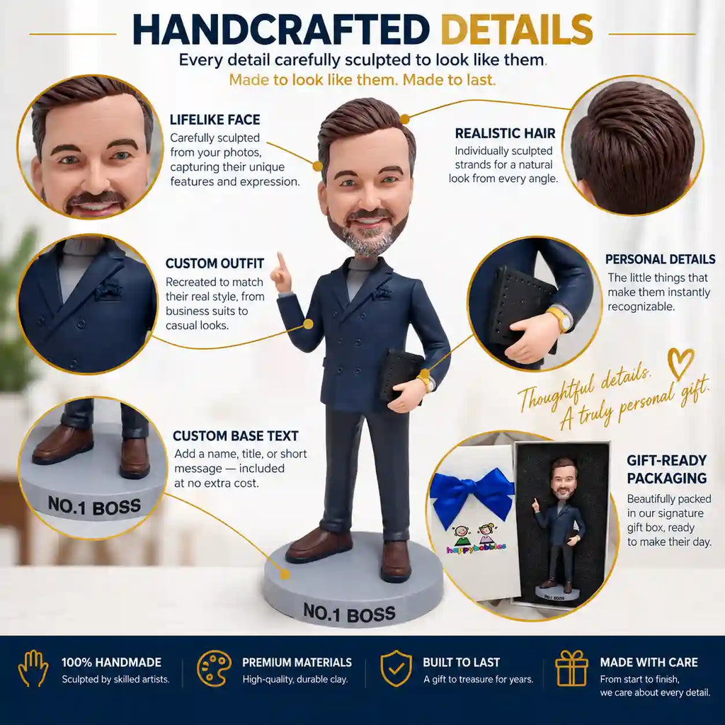 Custom No.1 Boss Bobblehead - Personalized Executive Leader Figurine From Photo