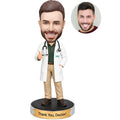 Custom Thank You Doctor Bobblehead from Photo – Male Doctor