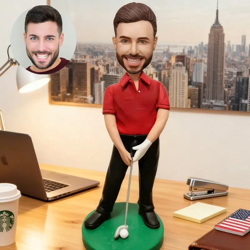 Custom golf bobblehead for men personalized golfer figurine handmade sports gift