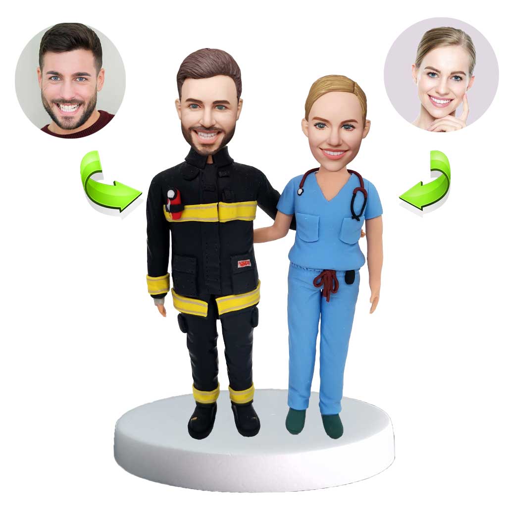 Custom Bobblehead For A Couple Of Firemen And Nurses