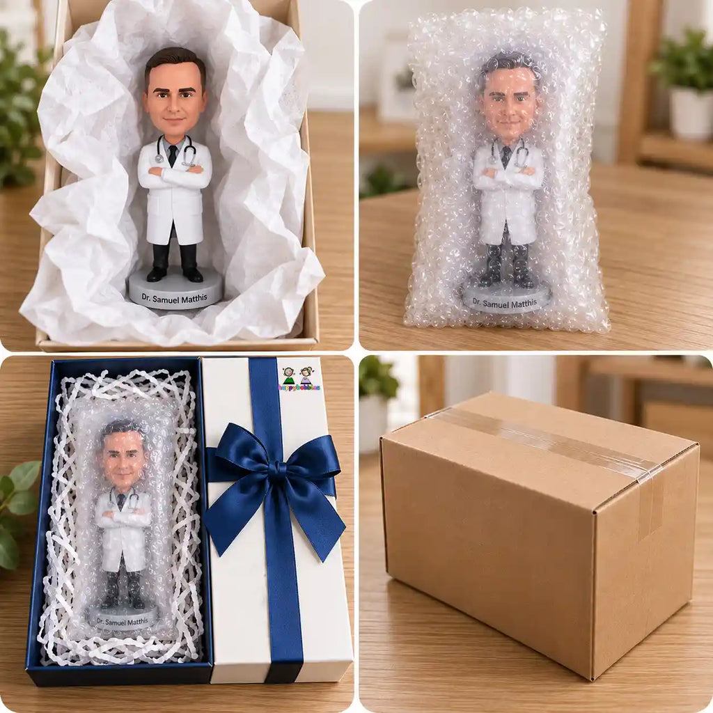 Custom doctor bobblehead protective gift packaging