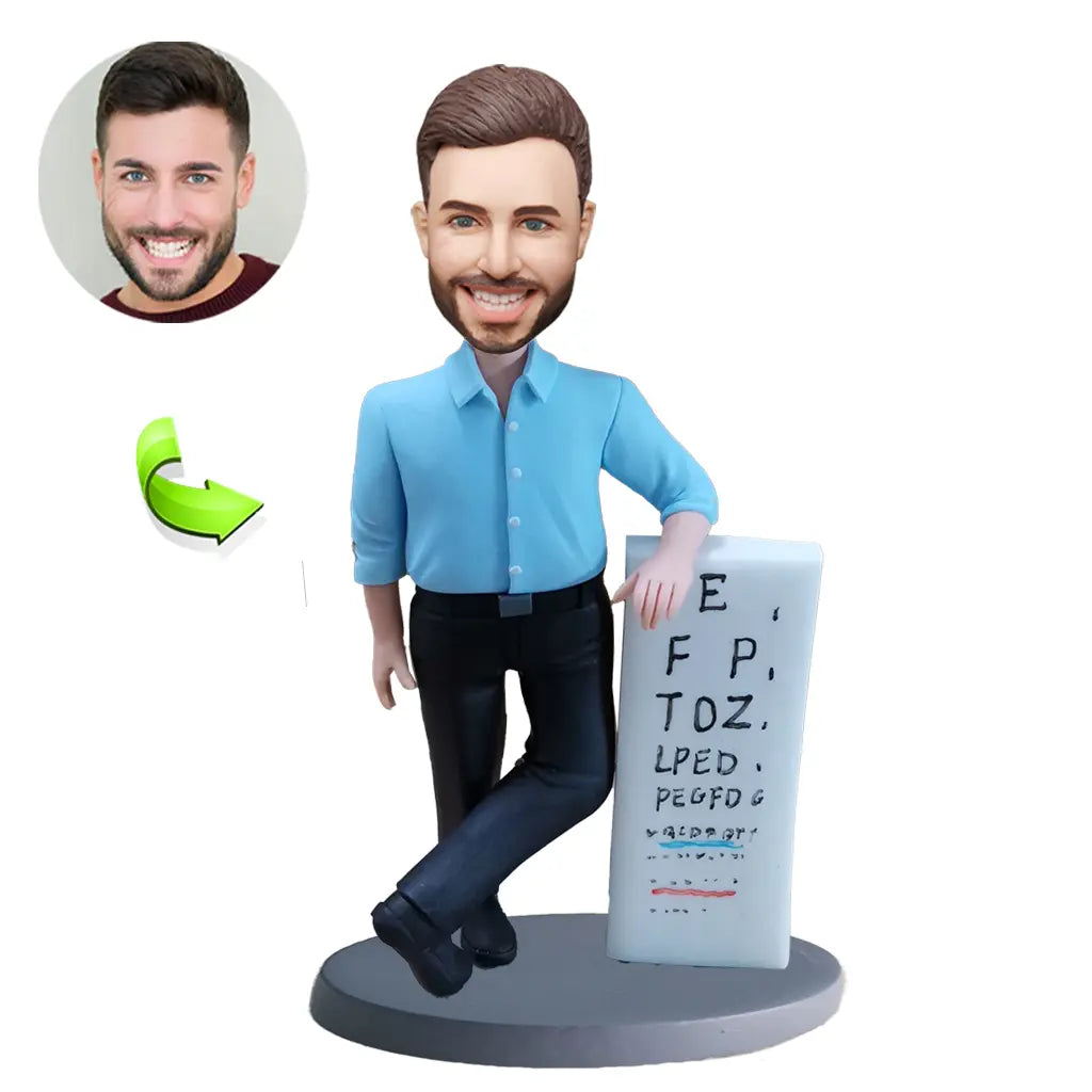Custom eye doctor dad Father's Day bobblehead personalized from photo