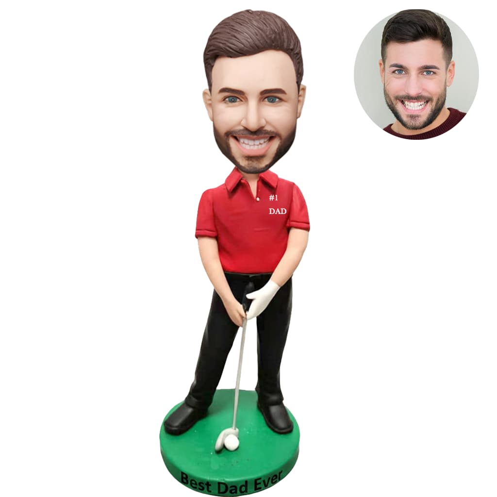 Custom Father’s Day bobblehead golf dad personalized from photo