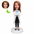 Custom female surgeon birthday bobblehead personalized from photo