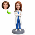 Custom female doctor birthday bobblehead personalized from photo