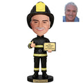 Custom Firefighter Retirement Bobblehead Black Uniform - Personalized Retirement Gift