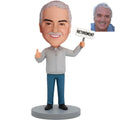 Custom Male Retirement Bobblehead in Retired T-Shirt Thumbs Up - Gift for Him