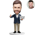 Custom Retirement Bobblehead for Men in Suit Holding Retired Sign - Personalized Retirement Gift for Him