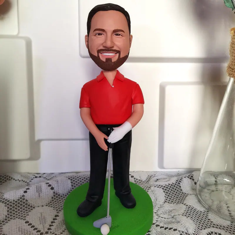 Personalized golf player bobblehead - Custom casual sports figurine, unique gift for golf enthusiasts or office decor